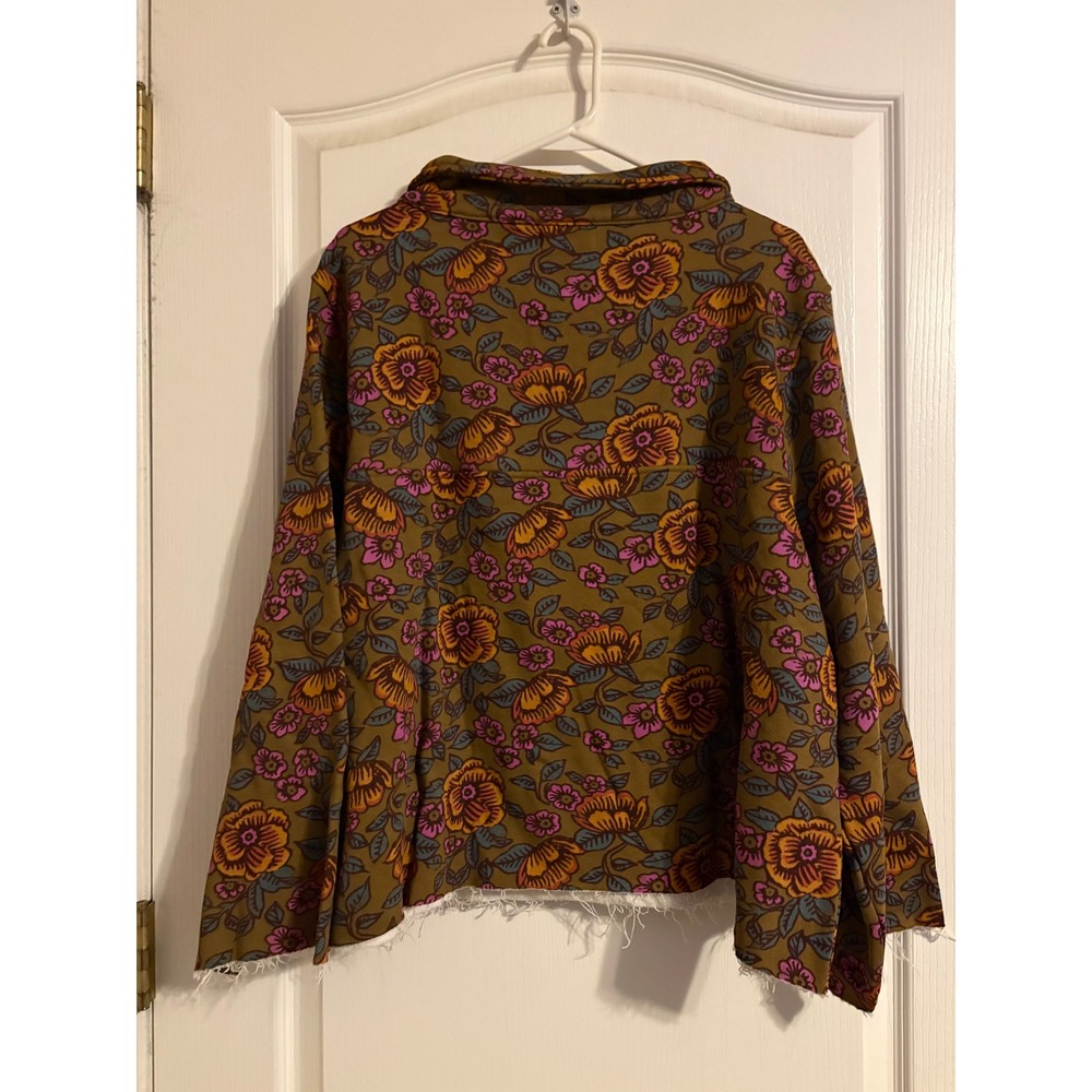 Natural Life Pullover Women S/M Brown Floral NEW Quarter Zip Raw Hem SWTR001028 - Picture 2 of 7